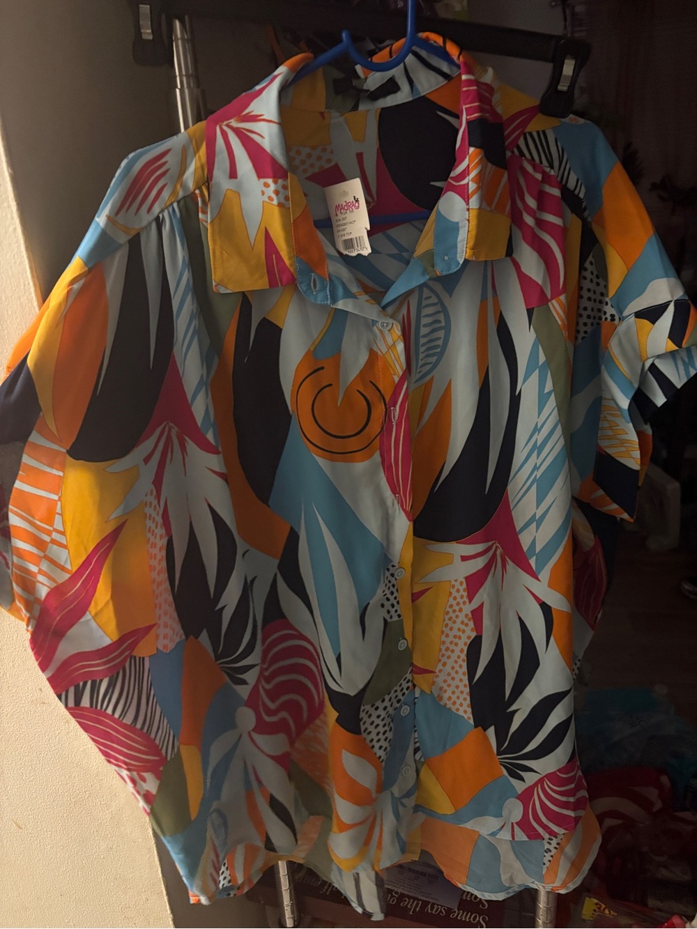 New Look Multicolor Tropical Button-Front Top